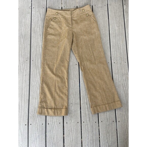 Cabi Women’s 8 Brown Textured Tweed Wide Leg Pants Button Waist Modern Career - Picture 9 of 16